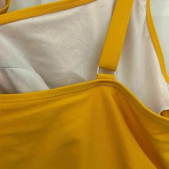 Yellow, Full Piece Bathing Suit with Mesh Cut-Outs,  Sz 4XL - Picture 5 of 5